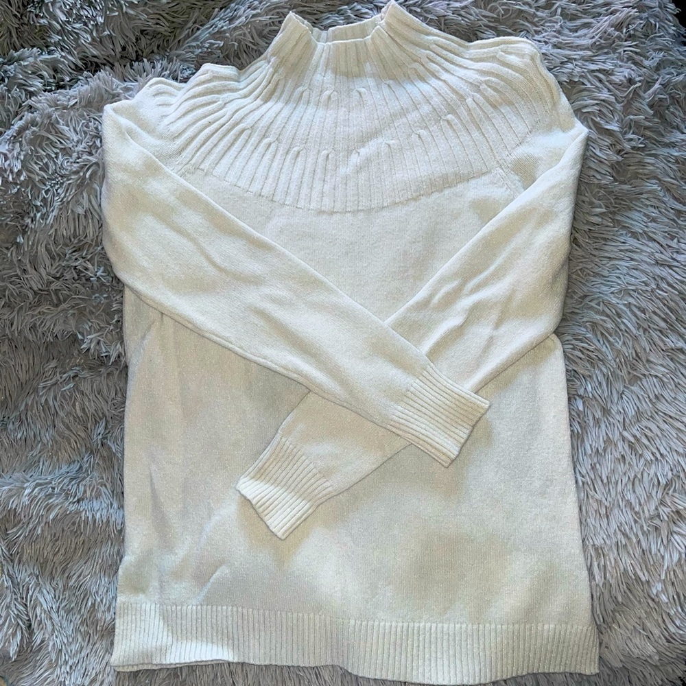 Anthropologie white mock neck tunic sweater